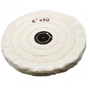 Круг полировочный для шлифмотора бязевый белый, диаметр 6 дюймов, 50 слоёв (1шт.), Songjiang sheshan