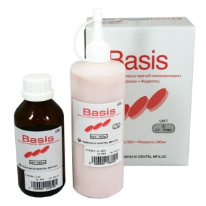Basis - пластмасса горячего отверждения, цвет розовый с прожилками LF Pink (300гр+140мл), Yamahachi