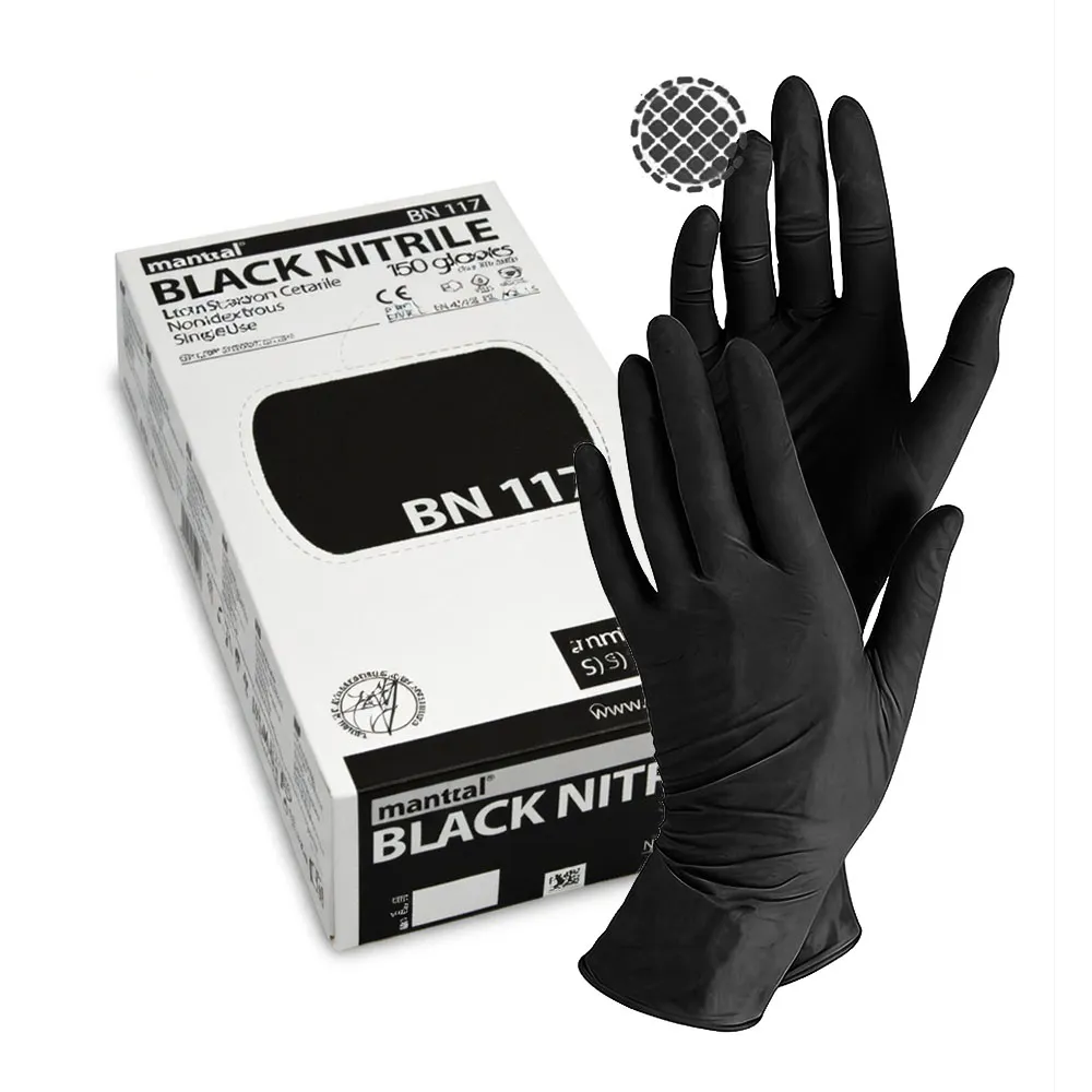 Перчатки Soft Nitrile, размер M (7-8) нитриловые чёрные (100шт.), Heliomed Handelsges — фото товара