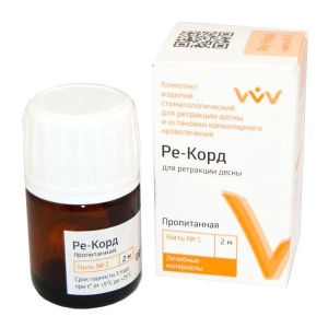 Нить ретракционная Ре-Корд №1 тонкая, пропитка AL (2м,8), Владмива — фото товара