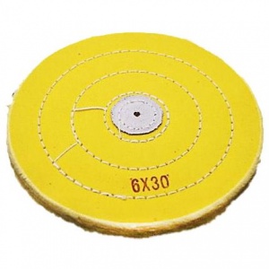 Круг полировочный для шлифмотора бязевый жёлтый, диаметр 6 дюймов, 30 слоёв (1шт), Songjiang sheshan