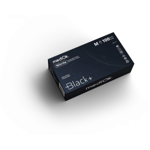 Нитриловые перчатки Black+, неопудренные, черные, размер L, mediOK — фото товара