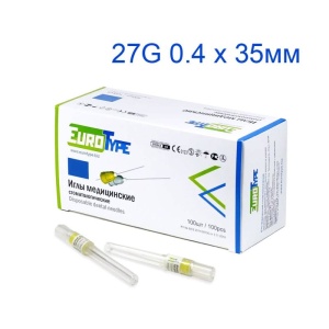 Иглы карпульные, 0,4г х 35мм, EuroType