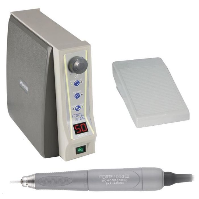 Микромотор зуботехнический Forte 200a, наконечник бесщёточный F100aIII, Saeshin