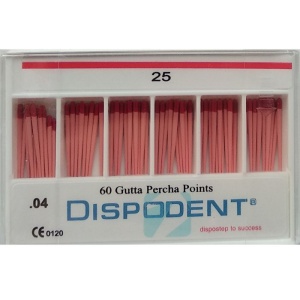Штифты гуттаперчивые конус 04 №25 (60шт.), Dispodent