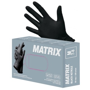 Перчатки Matrix Black Nitrile, размер S (6-7) нитриловые чёрные (100шт.)