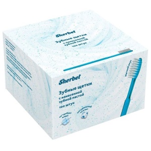 Щётки зубные одноразовые с нанесенной зубной пастой, мятный мусс с ксилитолом (100шт.), Sherbet — фото товара