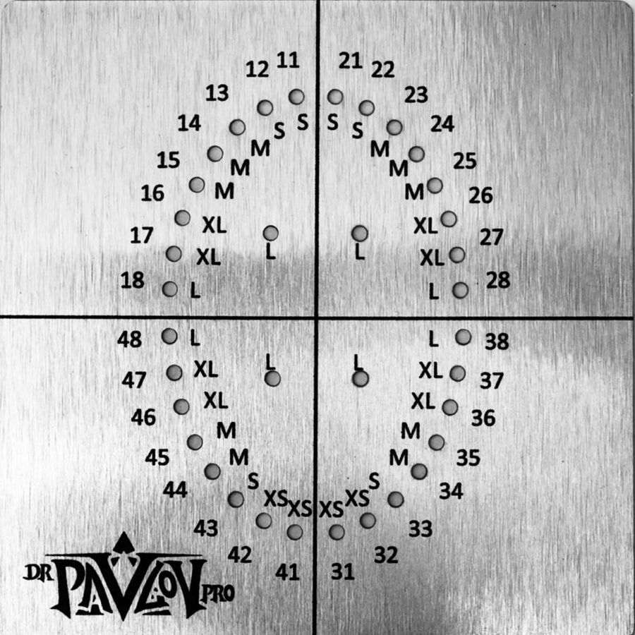 Раббер Дам - шаблон Взрослый металлический с отверстиями (1шт.), Health-mechanics