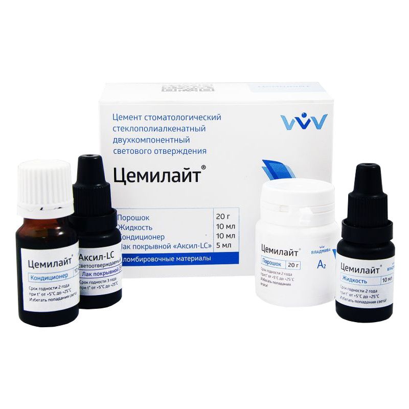 Цемилайт - цвет А2 (20гр.+2*10мл.+ 5мл.), Владмива — фото товара