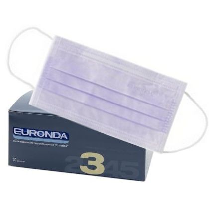 Маски медицинские лиловые (50шт.), Euronda
