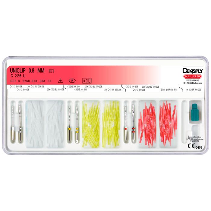 Uniclip - беззольные штифты 0,8мм. набор, Maillefer