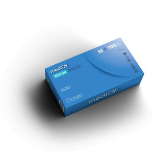 Нитриловые перчатки Ocean, неопудренные, голубые, размер L, mediOK — фото товара