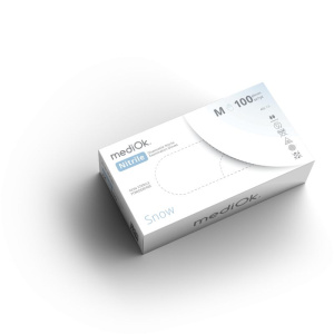 Нитриловые перчатки Snow, неопудренные, белые, размер M, mediOK — фото товара