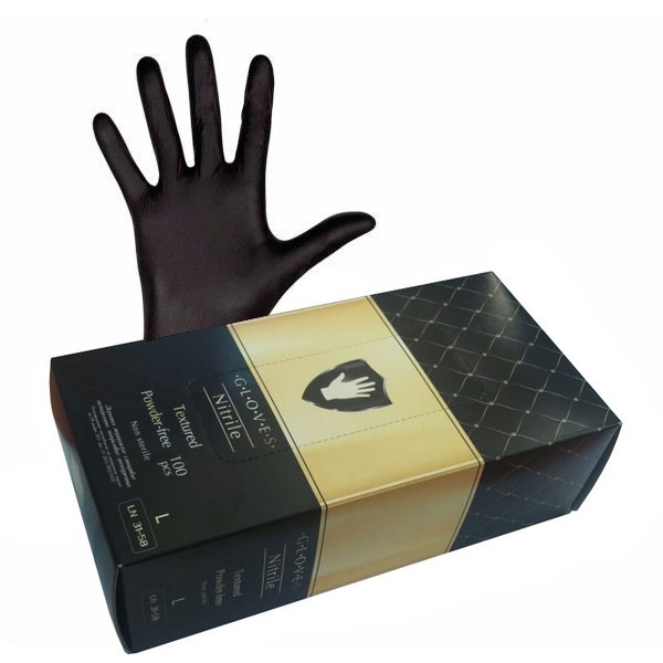 Перчатки Safe&Care, размер S (6-7) нитриловые чёрные (100шт.), Top Glove