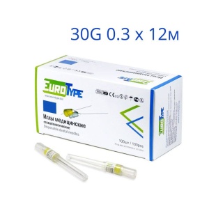 Иглы карпульные, 0,3г х 12мм, EuroType