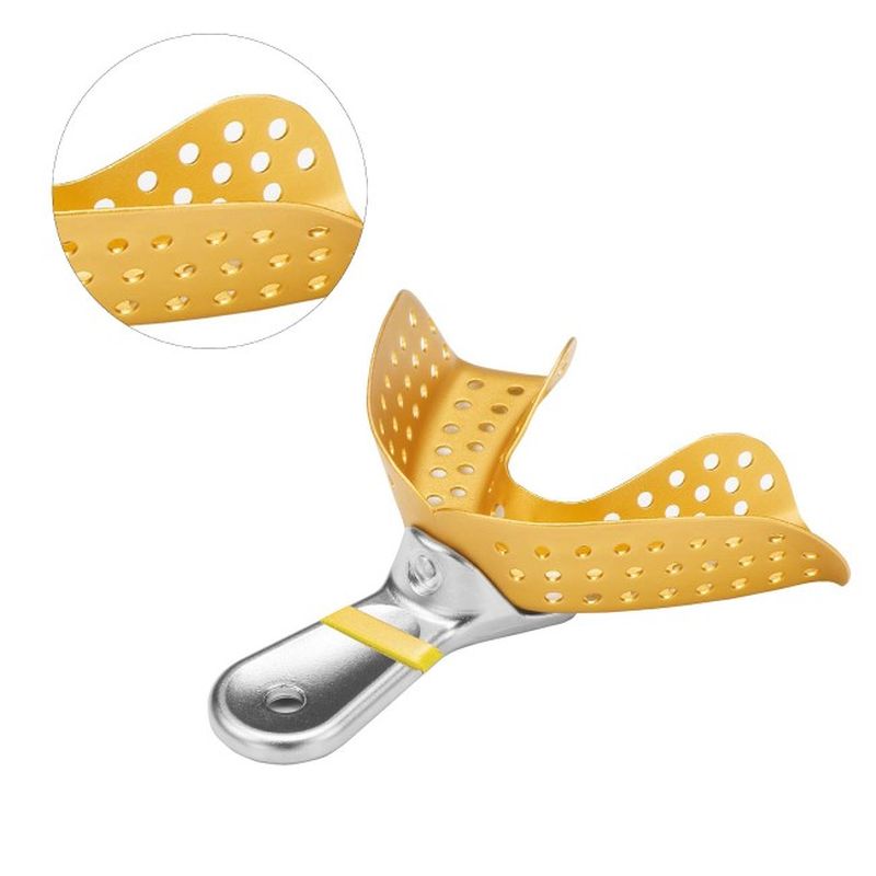 Ложка слепочная, алюминиевая Premium для нижней челюсти, золотистая, YDM — фото товара