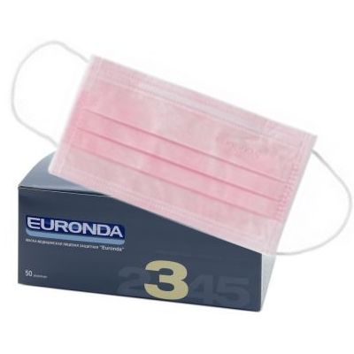 Маски медицинские розовые (50шт.), Euronda
