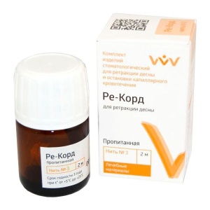 Нить ретракционная Ре-Корд №3 толстая, пропитка AL (2,8м), Владмива — фото товара