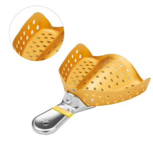 Ложка слепочная, алюминиевая Premium для верхней челюсти, золотистая, YDM — фото товара