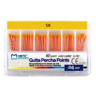 Штифты гуттаперчивые, конус 04 ISO 50 (60шт.), Meta