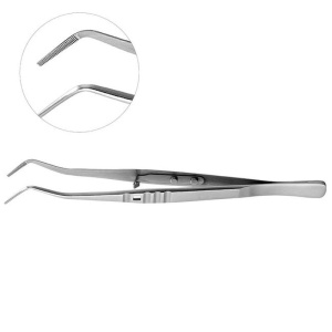 Пинцет эндодонтический с замком, с зазубренной рабочей частью, размер 160 мм, YDM — фото товара