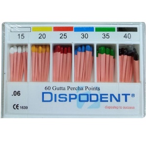 Штифты гуттаперчивые конус 06 №15-40 (60шт.), Dispodent
