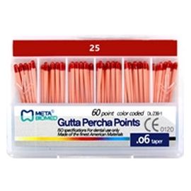 Штифты гуттаперчивые, конус 06 ISO 25 (60шт.), Meta