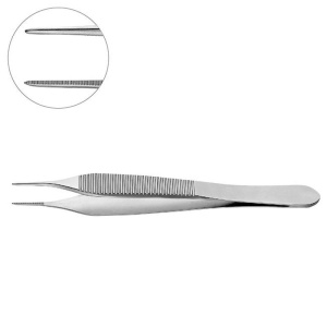 Пинцет стоматологический Адсон, плоская рифлёная рабочая поверхность, YDM — фото товара