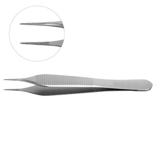 Пинцет из нержавеющей стали Micro Adson S прямой, длина 120 мм, толщина кончика 0,7 мм, YDM — фото товара