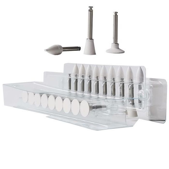 Полир Ensmart Pin метал. ножка - ассорти белые грубые силиконовые (30шт.), Kagayaki — фото товара