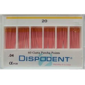 Штифты гуттаперчивые конус 04 №20 (60шт.), Dispodent