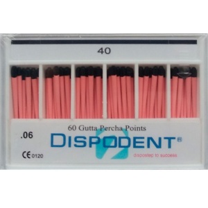 Штифты гуттаперчивые конус 06 №40 (60шт.), Dispodent — фото товара