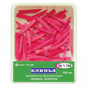 ТОР-1.186 Клинья деревянные cредние длинные (розовые) 100 шт.