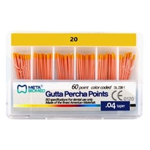 Штифты гуттаперчивые, конус 04 ISO 20 (60шт.), Meta