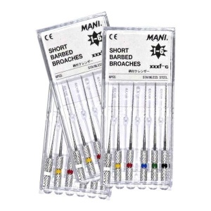 Short Barbed Broaches - пульпоэкстракторы короткие, Mani