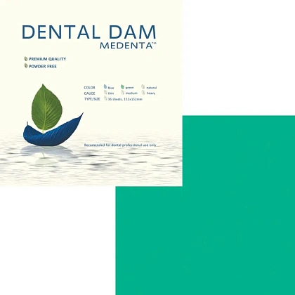 Dental Dams - завеса средняя зелёная (36шт.), Medenta — фото товара