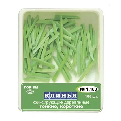 ТОР-1.183 Клинья деревянные тонкие короткие (зелёные) 100 шт. — фото товара