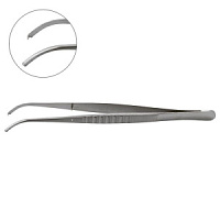 Пинцет стоматологический изогнутый с крючком Tissue plier ND with hook cvd., YDM  — фото товара