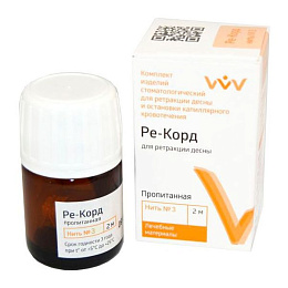 Нить ретракционная Ре-Корд №3 толстая, пропитка AL (2,8м), Владмива — фото товара